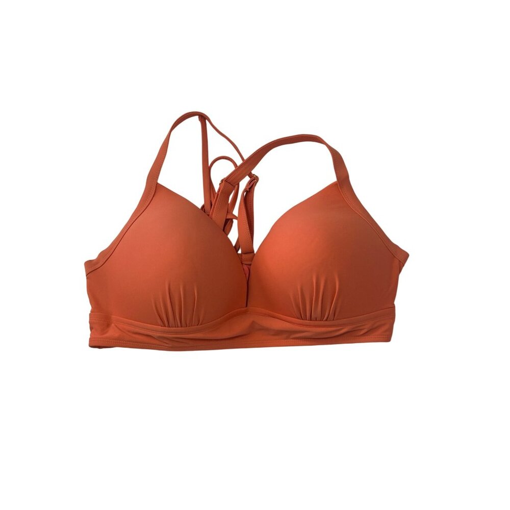 Womens Time And Tru 1X Orange Padded Bikini Top With Crisscross Back Strap1750